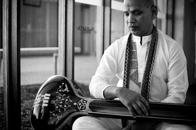 Black and white portrait of Nirmal Jena